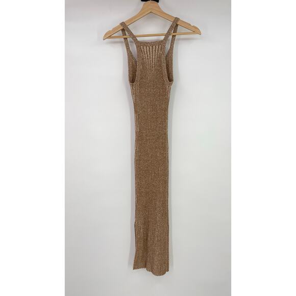 One Grey Day | NWT Dani Tank Dress in Falafel Tan Ribbed Knit Midi XS - Picture 3 of 11